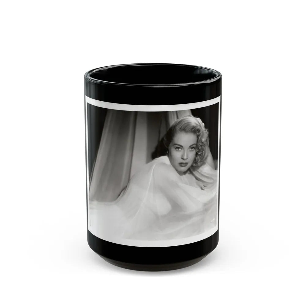 Lori Nelson #230 - Negative Struck 80's or 90's Re-Print 8x10 1950's B&W of Upper Body Glamour Photo (Vintage Female Icon) Black Coffee Mug-15oz-Go Mug Yourself