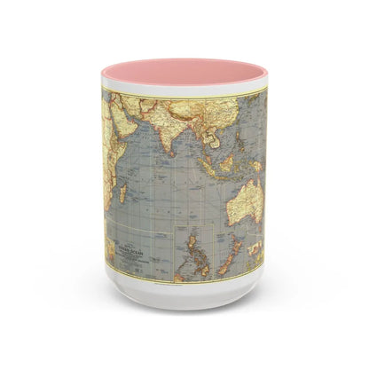 Indian Ocean (1941) (Map) Accent Coffee Mug-15oz-Pink-Go Mug Yourself