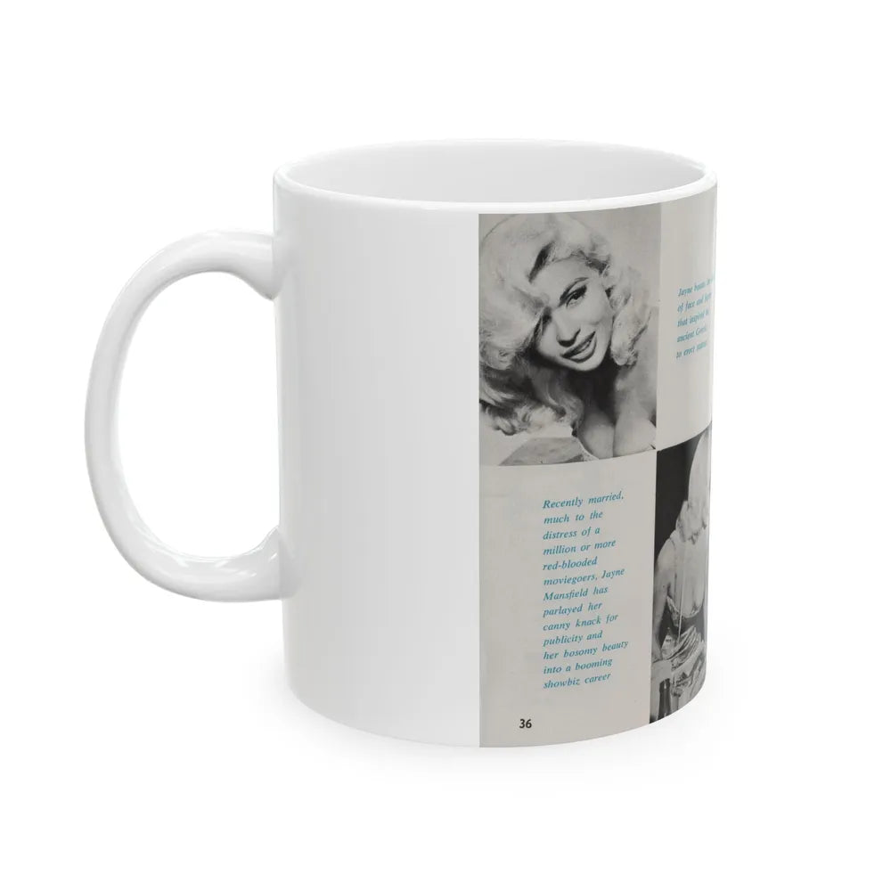 Jayne Mansfield #149 - Pose! Pocket Mag. July '58 - 4 B&W Photos (Vintage Female Icon) White Coffee Mug-Go Mug Yourself