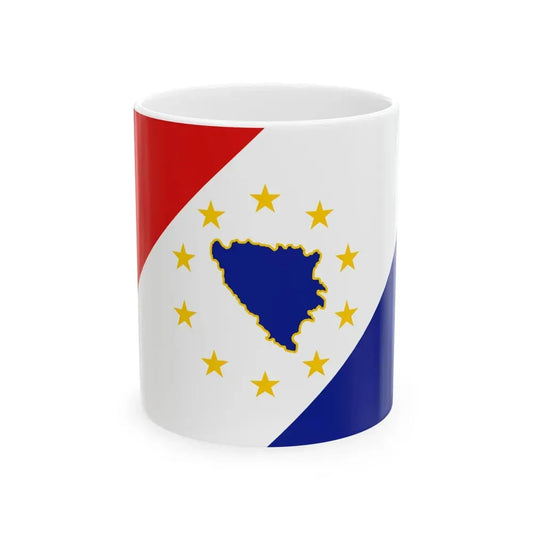 BH First Alternative Flag of Second Proposal (Bosnia and Herzegovina) White Coffee Mug 11oz - Go Mug Yourself
