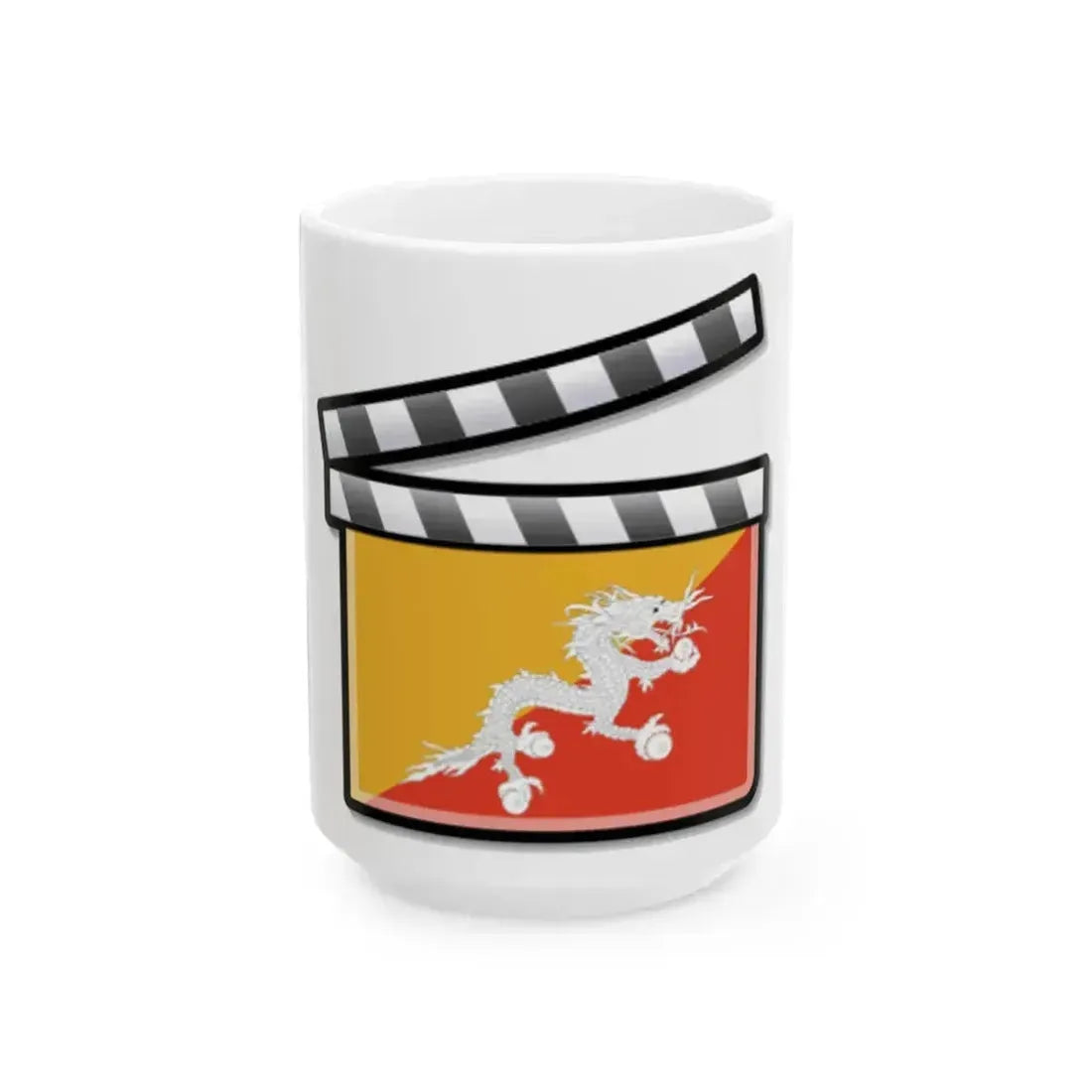 Bhutan film clapperboard (Bhutan) White Coffee Mug 15oz - Go Mug Yourself