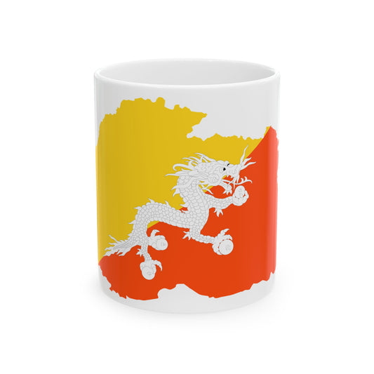 Bhutan Map Flag (Bhutan) White Coffee Mug-11oz-Go Mug Yourself