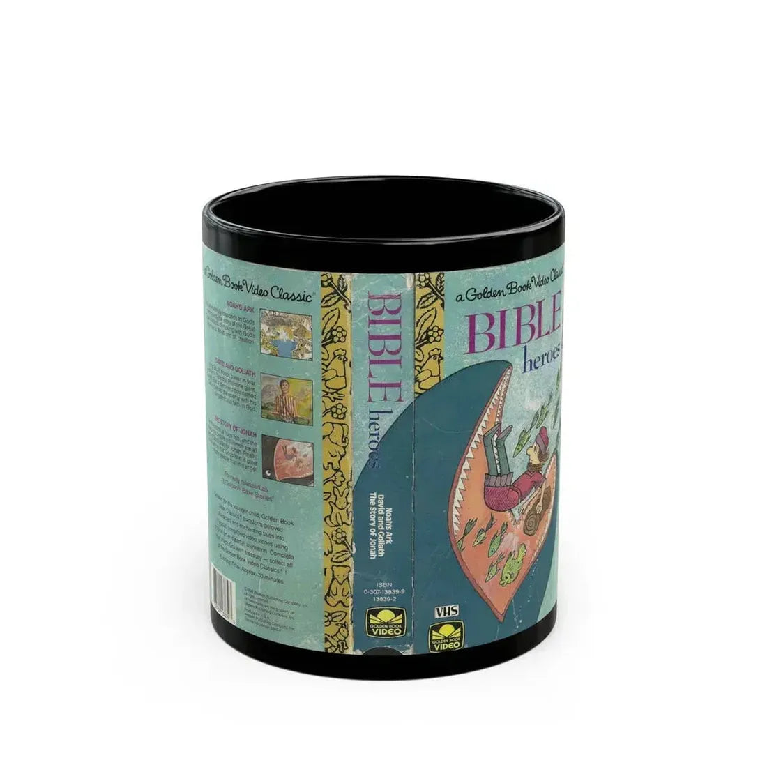 BIBLE HEROES A GOLDEN BOOK VIDEO CLASSIC (VHS COVER) - Black Coffee Mug 11oz - Go Mug Yourself