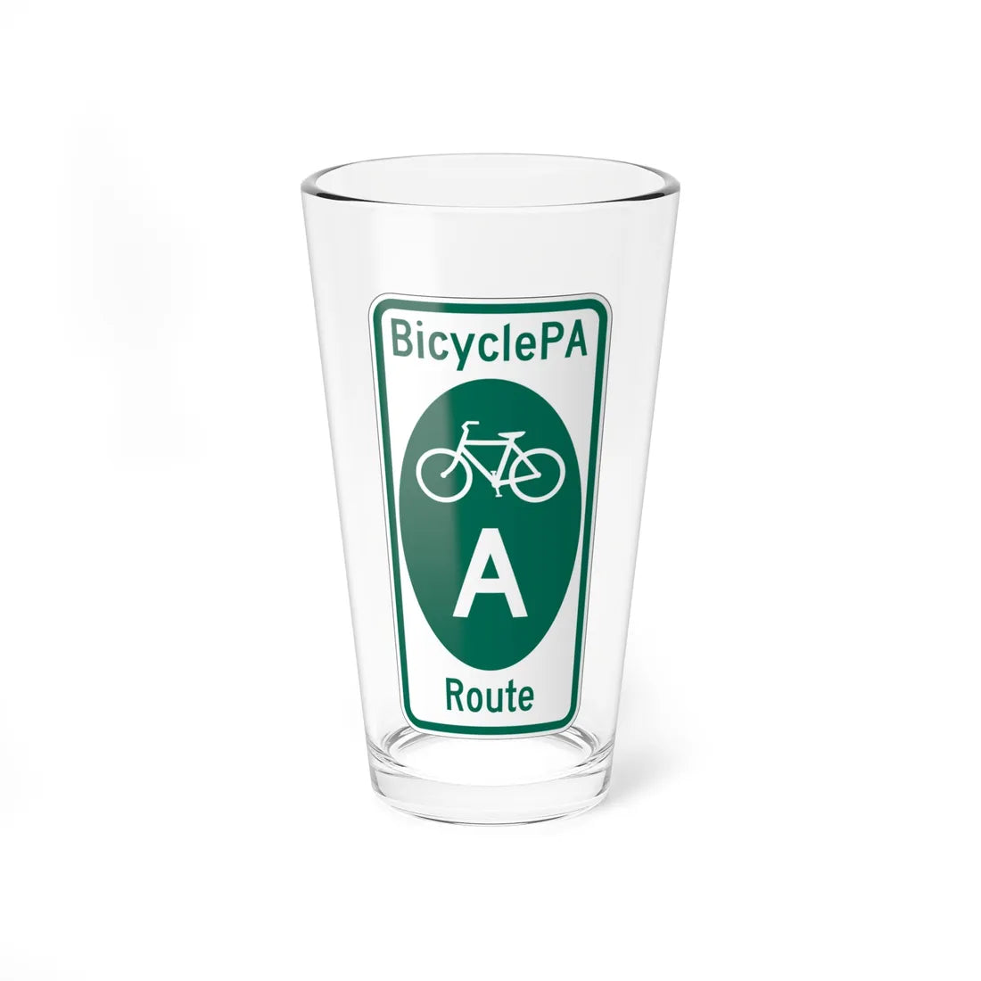 BicyclePA template (Pennsylvania) (Road Sign) Pint Glass 16oz 16oz - Go Mug Yourself