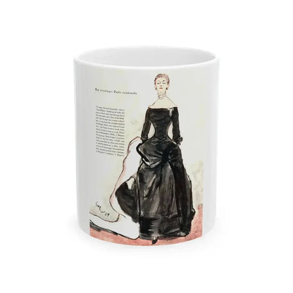 Big Evenings, Paris Contrast, Vogue, 1954 - White Coffee Mug 11oz - Go Mug Yourself