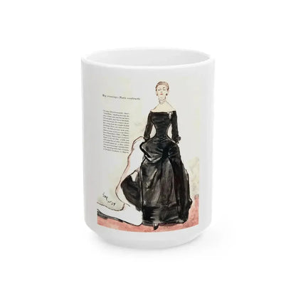 Big Evenings, Paris Contrast, Vogue, 1954 - White Coffee Mug 15oz - Go Mug Yourself