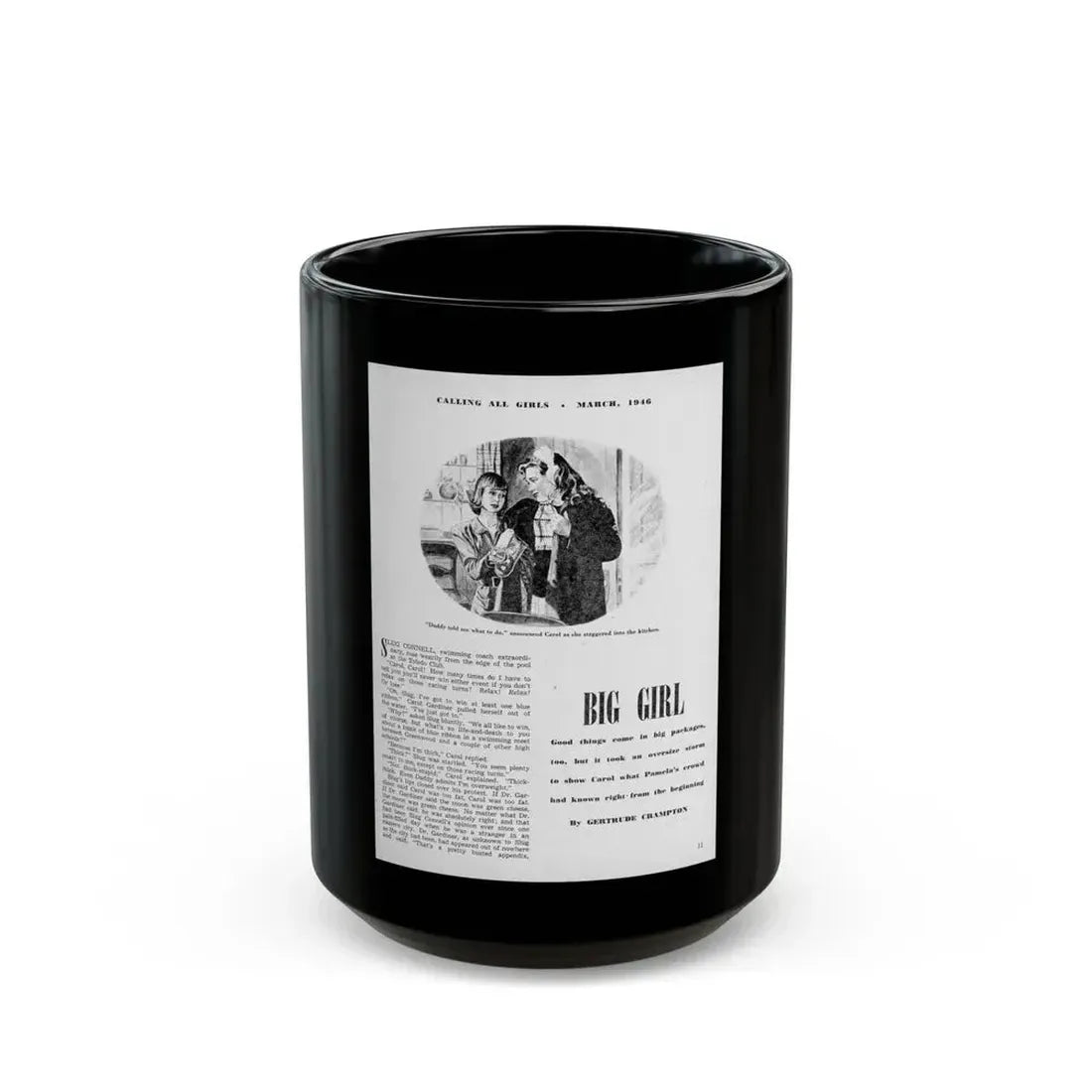 Big Girl (1), Calling All Girls, March 1946 - Black Coffee Mug 15oz - Go Mug Yourself