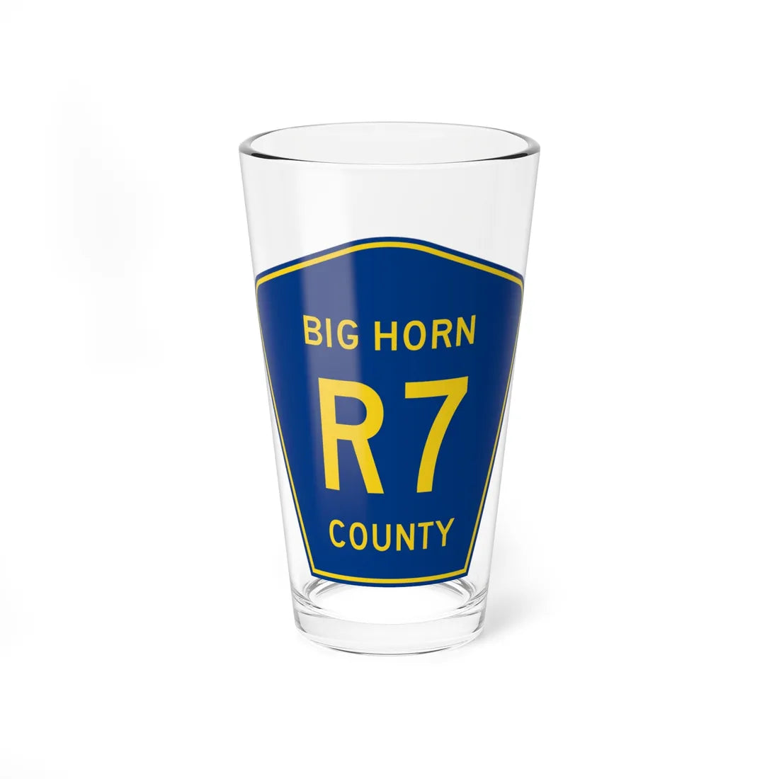 Big Horn County Route R7 WY (Wyoming) (Road Sign) Pint Glass 16oz 16oz - Go Mug Yourself