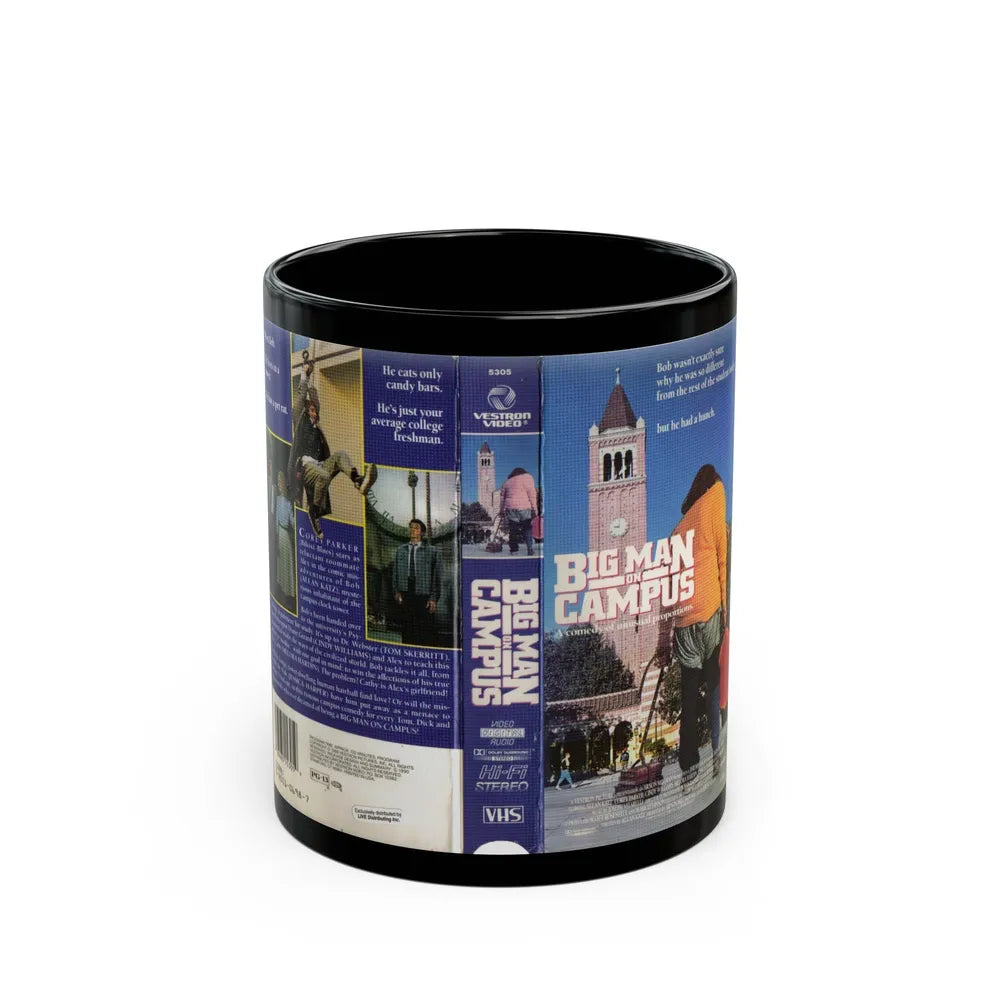 BIG MAN ON CAMPUS (VHS COVER) - Black Coffee Mug-11oz-Go Mug Yourself