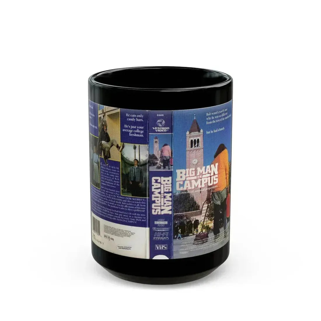 BIG MAN ON CAMPUS (VHS COVER) - Black Coffee Mug 15oz - Go Mug Yourself
