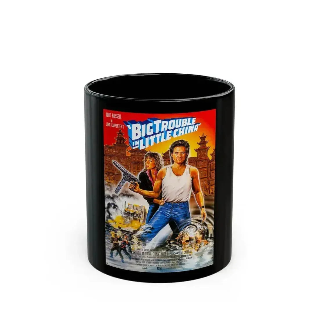 BIG TROUBLE IN LITTLE CHINA (GERMAN) 1986 Movie Poster - Black Coffee Mug 11oz - Go Mug Yourself