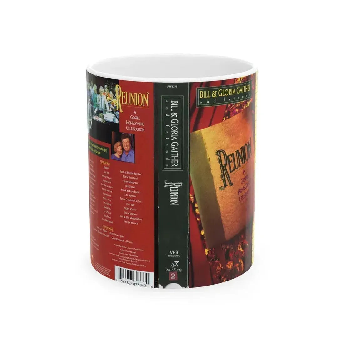 BILL AND GLORIA GAITHER AND FRIENDS REUNION A GOSPEL HOMECOMING CELEBRATION (VHS COVER) - White Coffee Mug 11oz - Go Mug Yourself