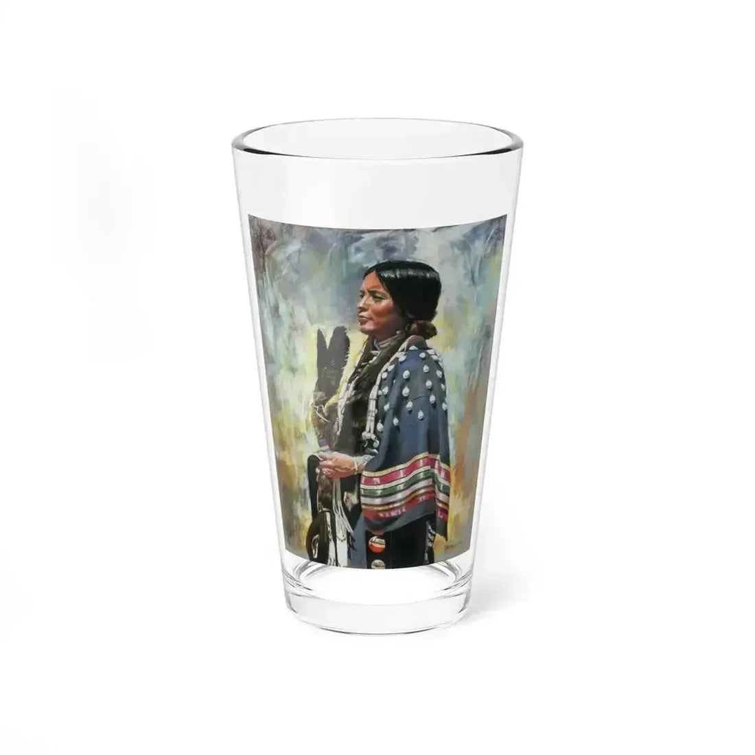 Bill Lundquist - Ribbon Shawl (Native Americans in Art) Pint Glass 16oz 16oz - Go Mug Yourself