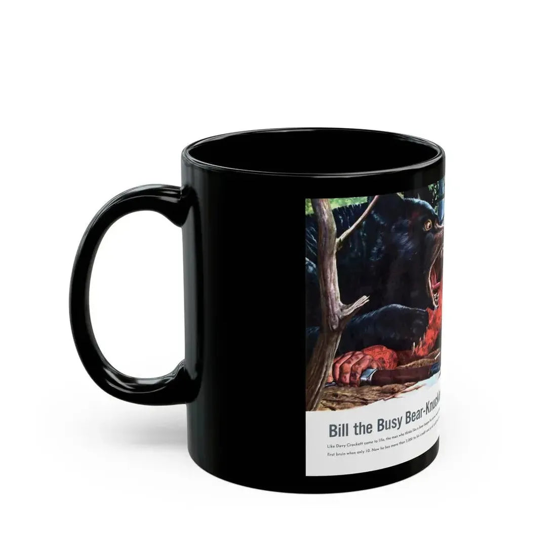 Bill the Busy Bear-Knuckler, Cavalier, November 1960 - Black Coffee Mug - Go Mug Yourself