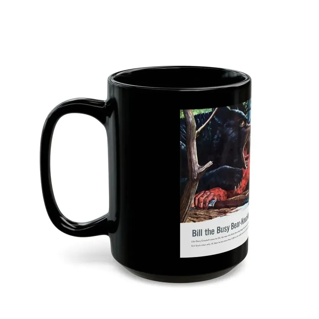 Bill the Busy Bear-Knuckler, Cavalier, November 1960 - Black Coffee Mug - Go Mug Yourself