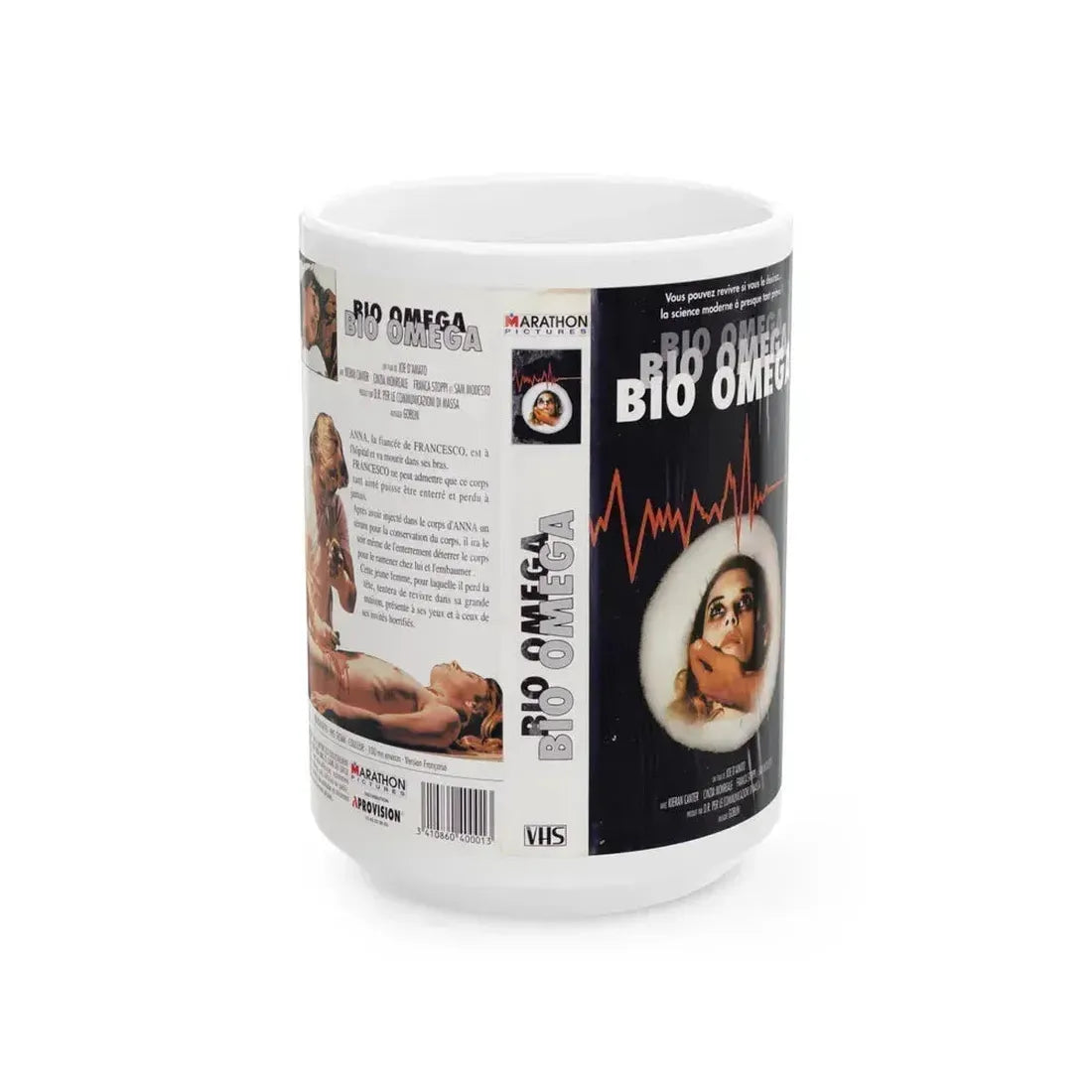 BIO OMEGA (VHS COVER) - White Coffee Mug 15oz - Go Mug Yourself