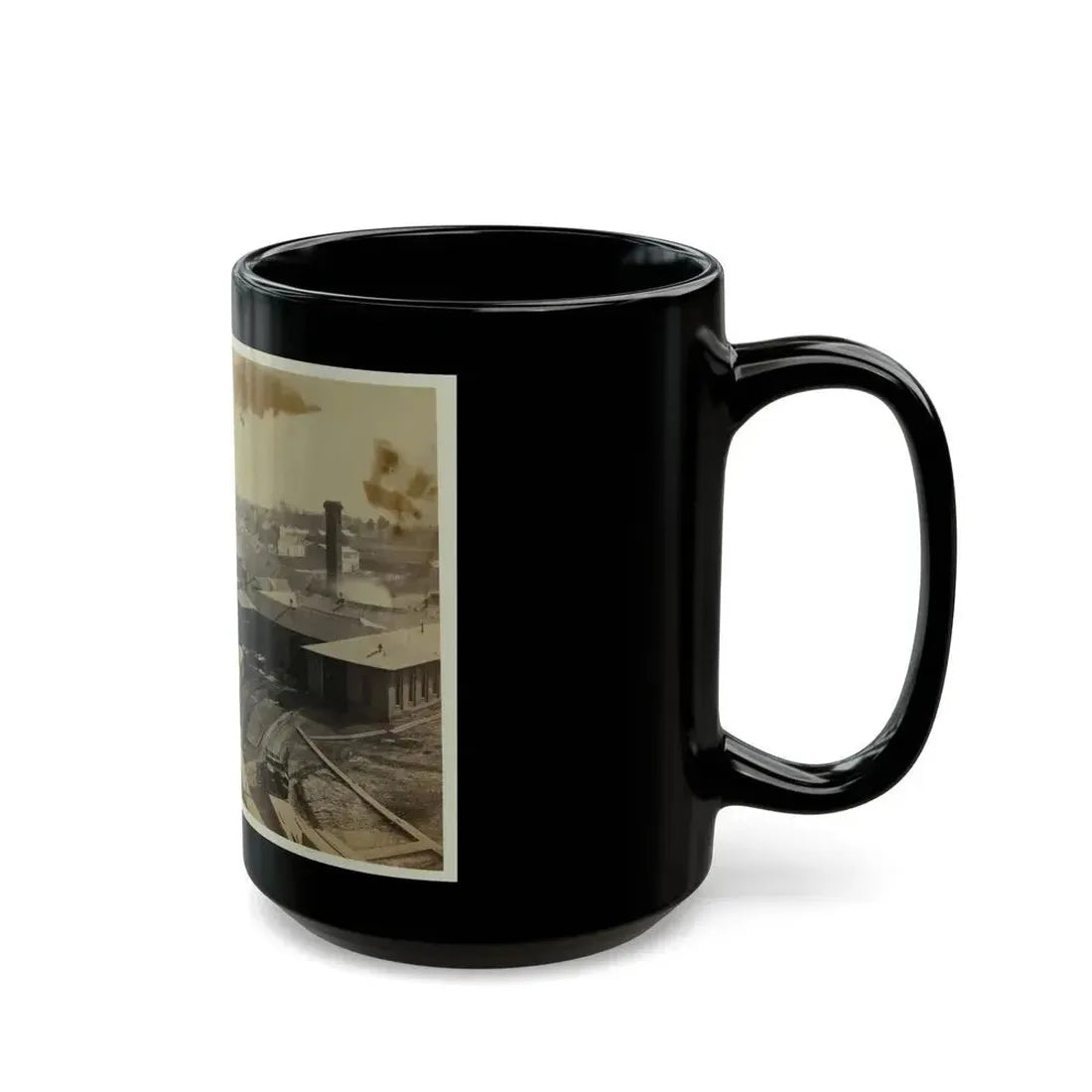 Bird's Eye View Of Machine Shops, With East Yard Of Orange & Alexandria Railroad (U.S. Civil War) Black Coffee Mug - Go Mug Yourself