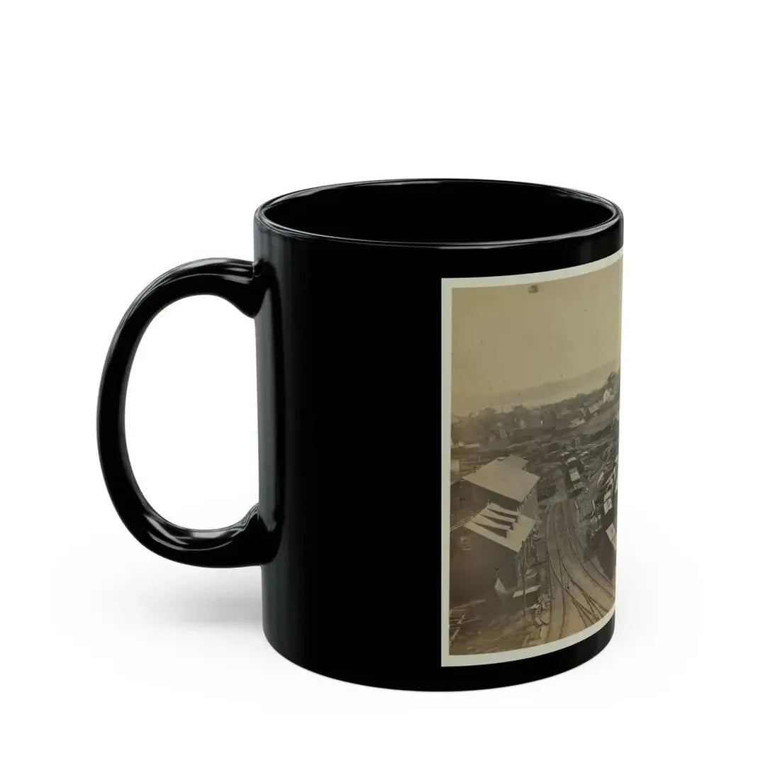 Bird's Eye View Of Machine Shops, With East Yard Of Orange & Alexandria Railroad (U.S. Civil War) Black Coffee Mug - Go Mug Yourself