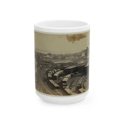 Bird's Eye View Of Machine Shops, With East Yard Of Orange & Alexandria Railroad (U.S. Civil War) White Coffee Mug 15oz - Go Mug Yourself