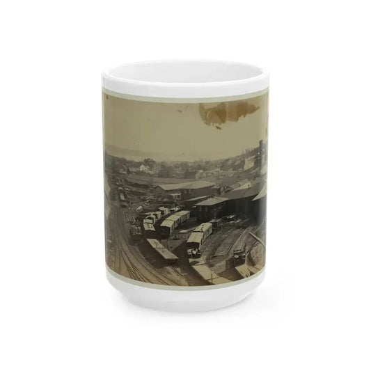 Bird's Eye View Of Machine Shops, With East Yard Of Orange & Alexandria Railroad (U.S. Civil War) White Coffee Mug 15oz - Go Mug Yourself