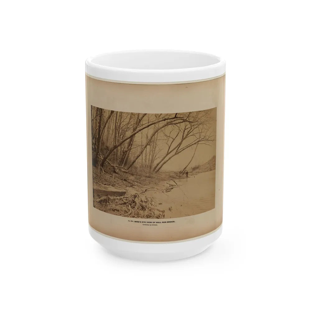 Bird's Eye View Of Bull Run Bridge, Looking Up Stream (U.S. Civil War) White Coffee Mug-15oz-Go Mug Yourself