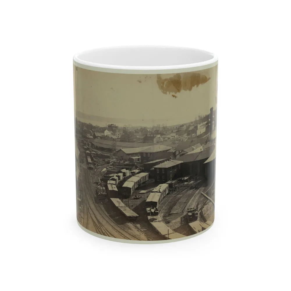 Bird's Eye View Of Machine Shops, With East Yard Of Orange & Alexandria Railroad (U.S. Civil War) White Coffee Mug-11oz-Go Mug Yourself