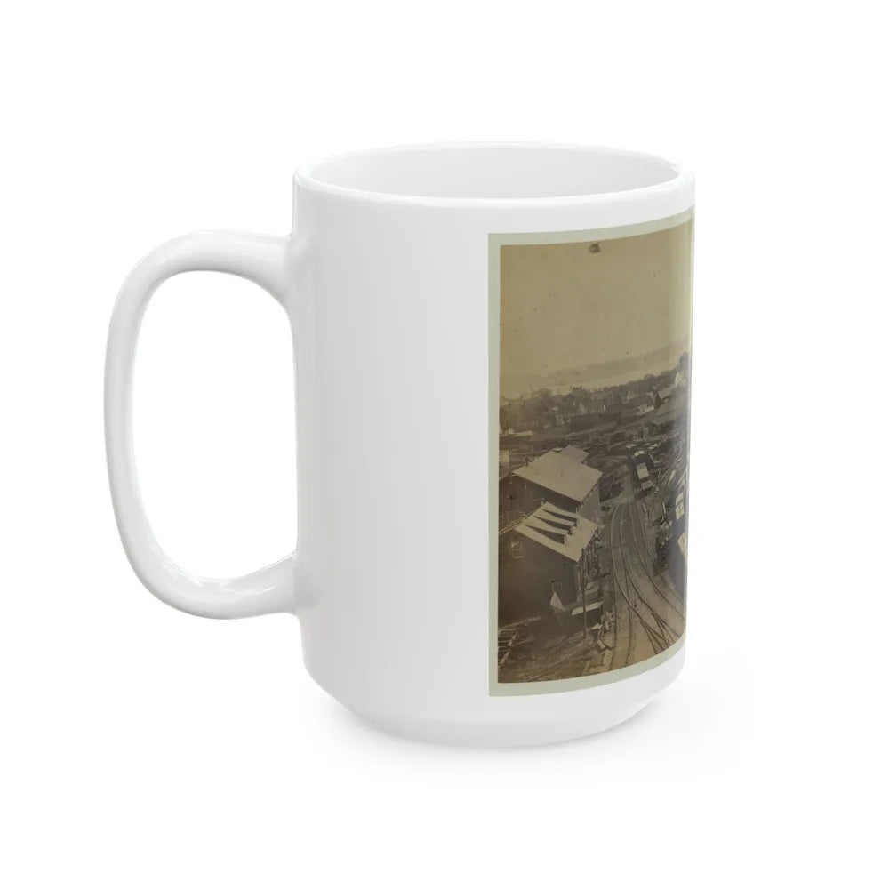 Bird's Eye View Of Machine Shops, With East Yard Of Orange & Alexandria Railroad (U.S. Civil War) White Coffee Mug-Go Mug Yourself