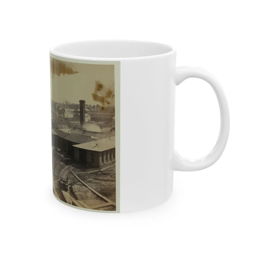 Bird's Eye View Of Machine Shops, With East Yard Of Orange & Alexandria Railroad (U.S. Civil War) White Coffee Mug-Go Mug Yourself