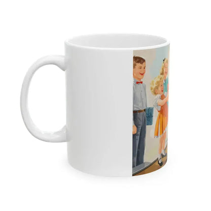 Birthday Party, Dick and Jane illustration - White Coffee Mug - Go Mug Yourself