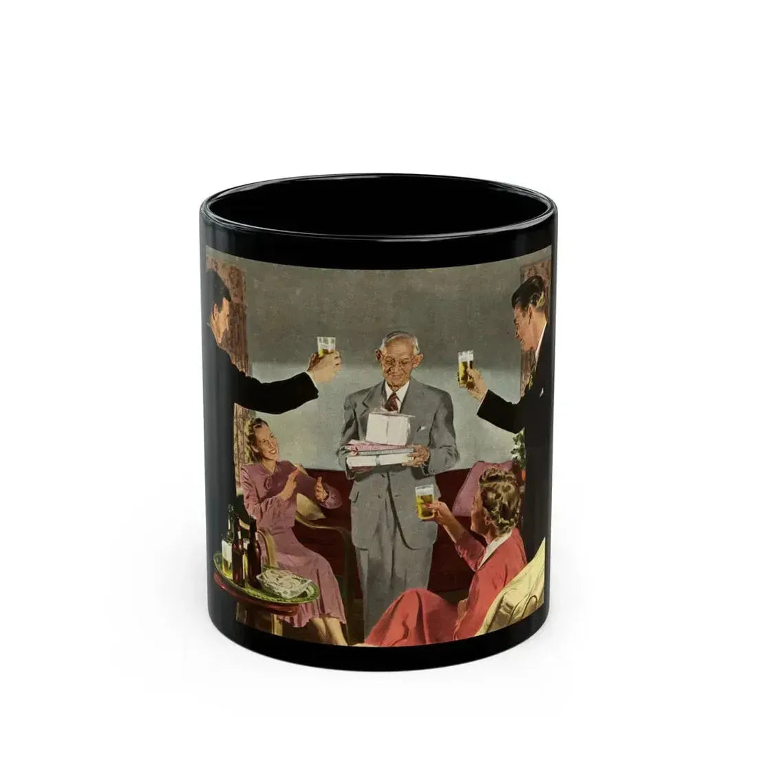 Birthday Party For Dad, 1949 - Black Coffee Mug 11oz - Go Mug Yourself