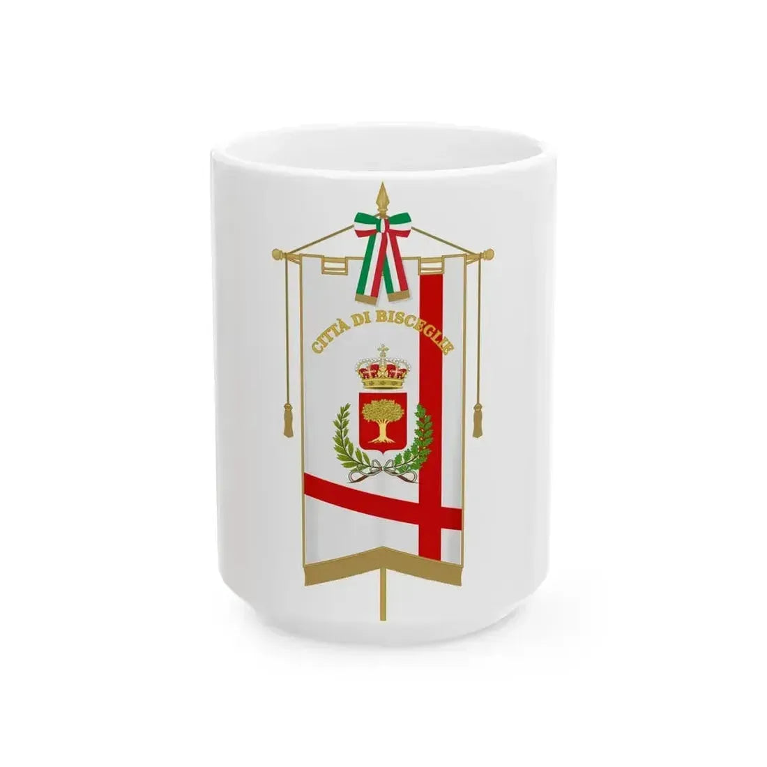 Bisceglie-Gonfalone (Italy) White Coffee Mug 15oz - Go Mug Yourself