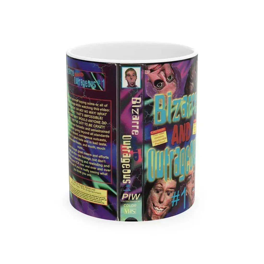 BIZARRE AND OUTRAGEOUS VOLUME 1 (VHS COVER) - White Coffee Mug 11oz - Go Mug Yourself