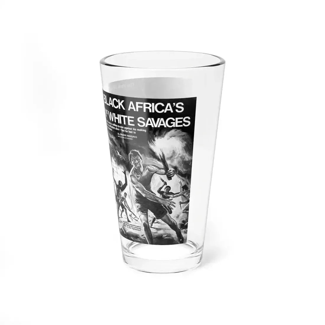 Black Africa's Tribe of White Savages, Men magazine, January 1972 (Magazine Illustration) Pint Glass 16oz - Go Mug Yourself