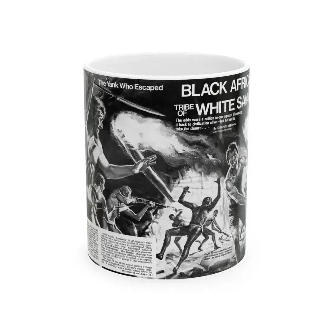 Black Africa's Tribe of White Savages, Men magazine, January 1972 - White Coffee Mug 11oz - Go Mug Yourself