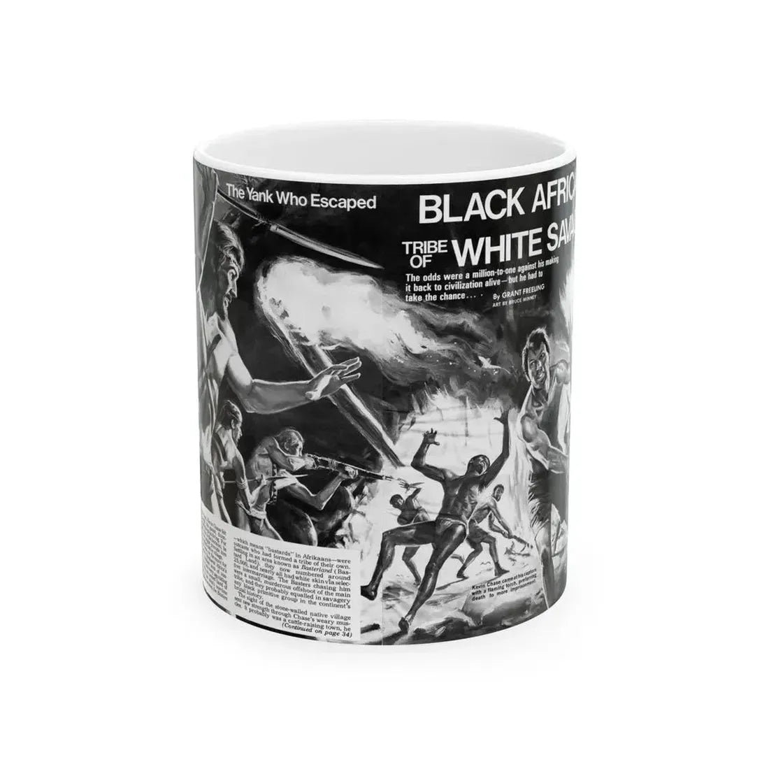 Black Africa's Tribe of White Savages, Men magazine, January 1972 - White Coffee Mug 11oz - Go Mug Yourself