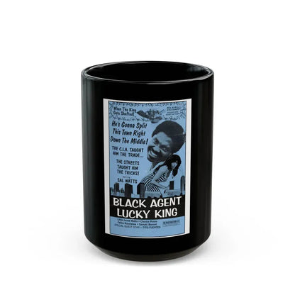 BLACK AGENT LUCKY KING (SOLOMON KING) 1974 Movie Poster - Black Coffee Mug 15oz - Go Mug Yourself
