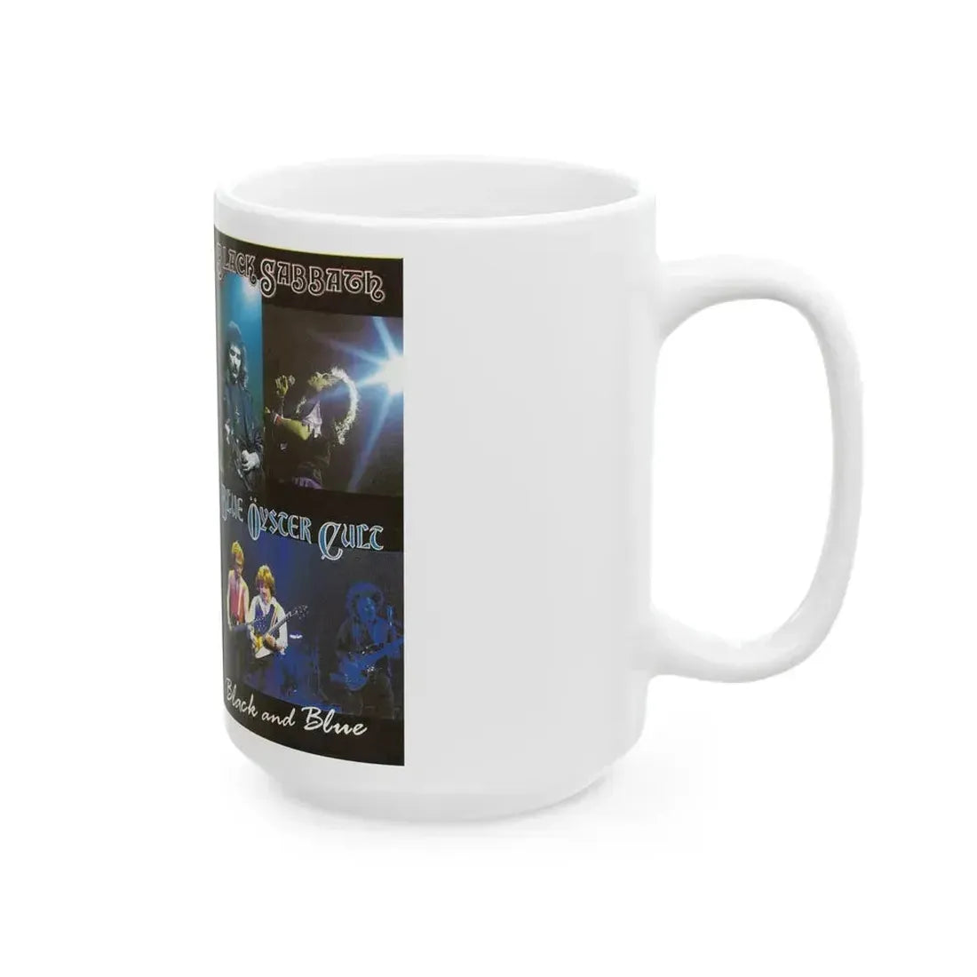 BLACK AND BLUE BLACK SABBATH AND BLUE OYSTER CULT VERSION2 (VHS COVER) - White Coffee Mug - Go Mug Yourself