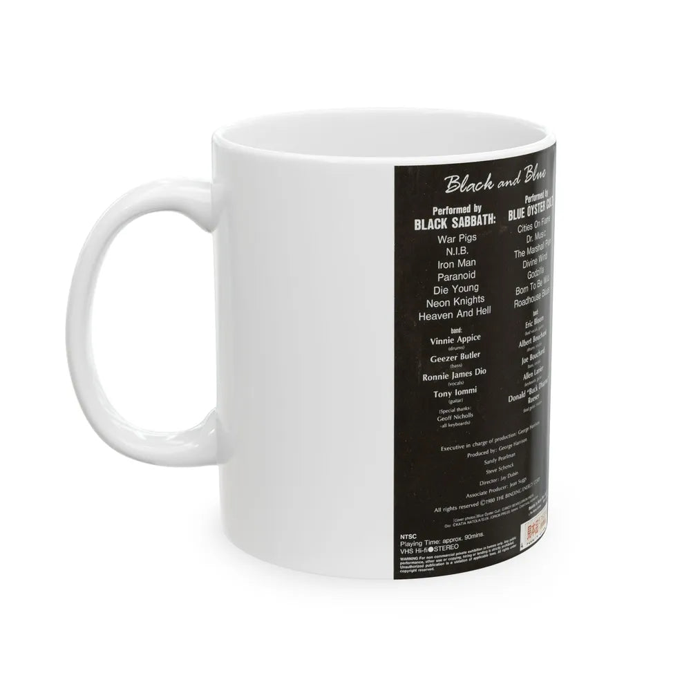 BLACK AND BLUE BLACK SABBATH AND BLUE OYSTER CULT VERSION2 (VHS COVER) - White Coffee Mug-Go Mug Yourself