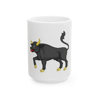 Black Bull of Clarence Badge of Edward IV - White Coffee Mug 15oz - Go Mug Yourself