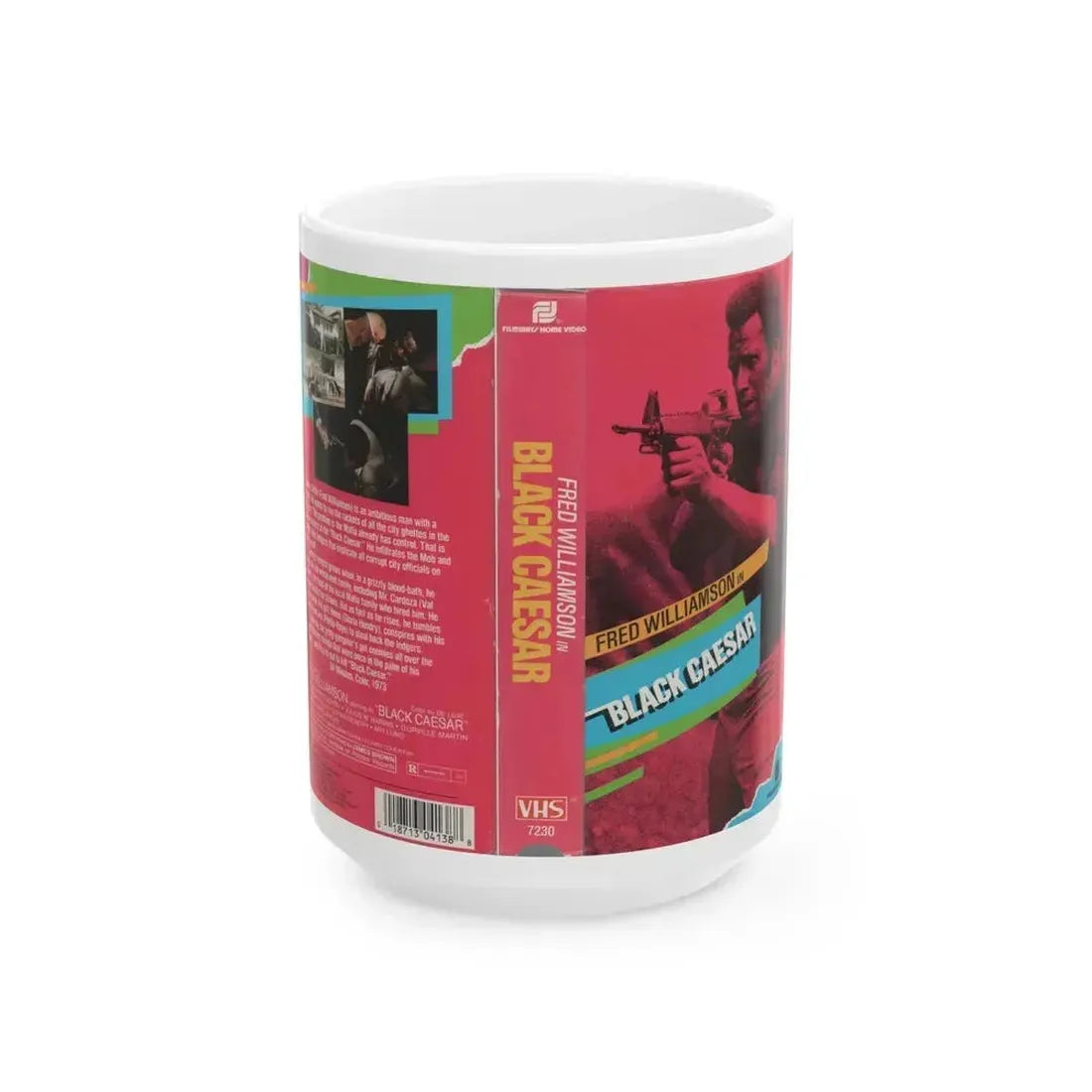 BLACK CAESAR FRED WILLIAMSON (VHS COVER) - White Coffee Mug 15oz - Go Mug Yourself