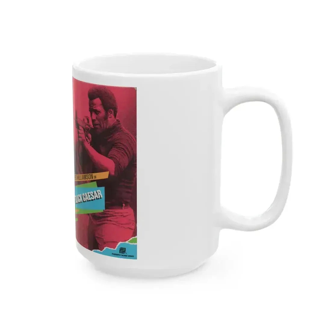 BLACK CAESAR FRED WILLIAMSON (VHS COVER) - White Coffee Mug - Go Mug Yourself
