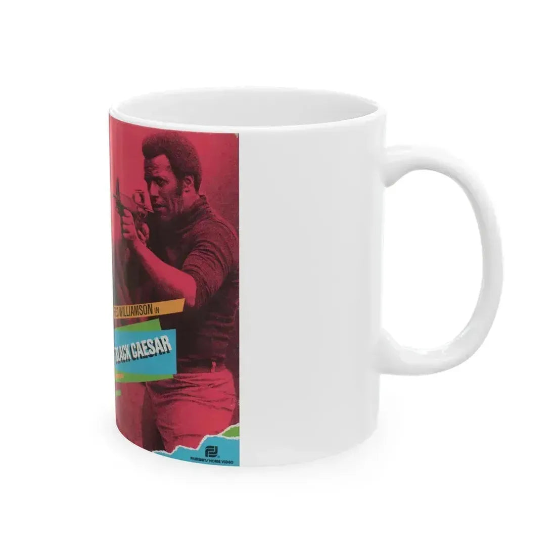 BLACK CAESAR FRED WILLIAMSON (VHS COVER) - White Coffee Mug - Go Mug Yourself