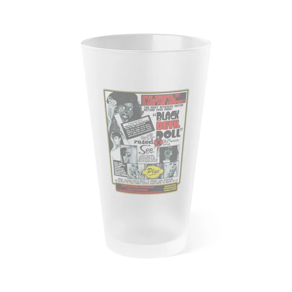 BLACK DEVIL DOLL FROM HELL (TEASER) 1984 Movie Poster - Frosted Pint Glass 16oz-Go Mug Yourself