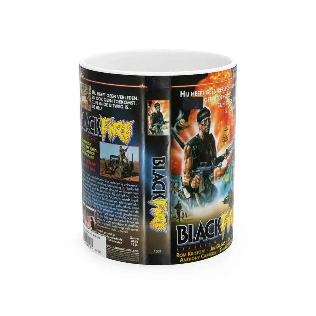 BLACK FIRE (VHS COVER) - White Coffee Mug 11oz - Go Mug Yourself