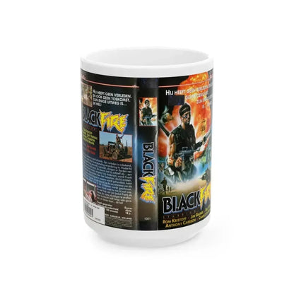 BLACK FIRE (VHS COVER) - White Coffee Mug 15oz - Go Mug Yourself