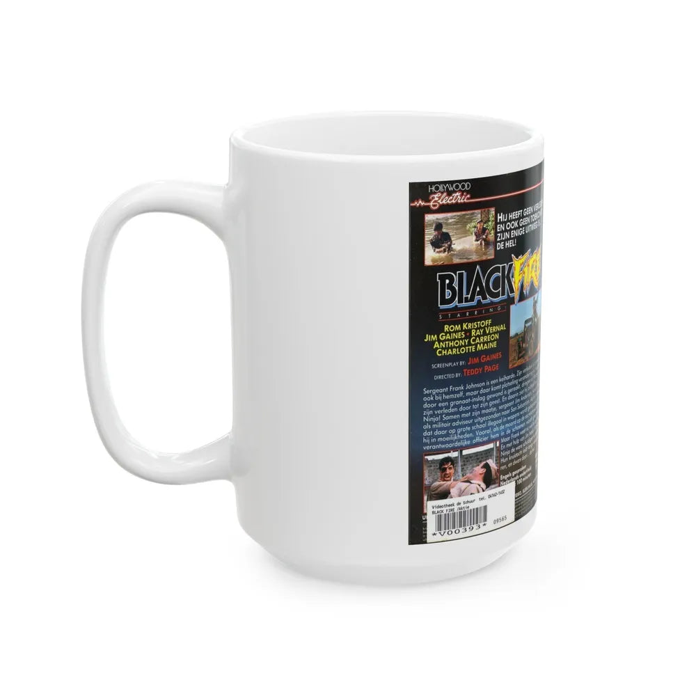 BLACK FIRE (VHS COVER) - White Coffee Mug-Go Mug Yourself