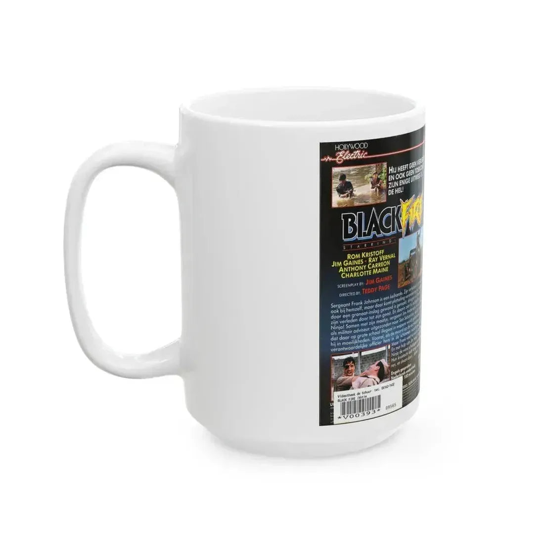 BLACK FIRE (VHS COVER) - White Coffee Mug - Go Mug Yourself