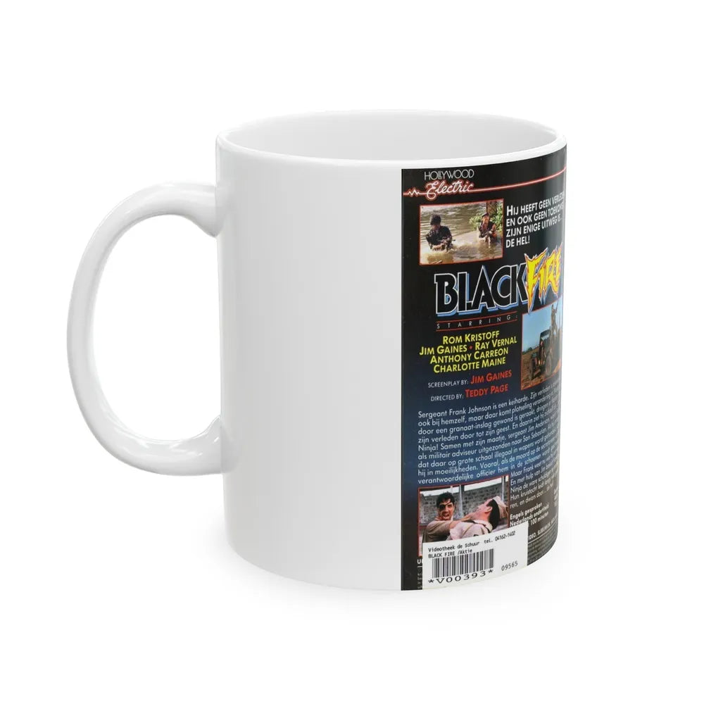 BLACK FIRE (VHS COVER) - White Coffee Mug-Go Mug Yourself