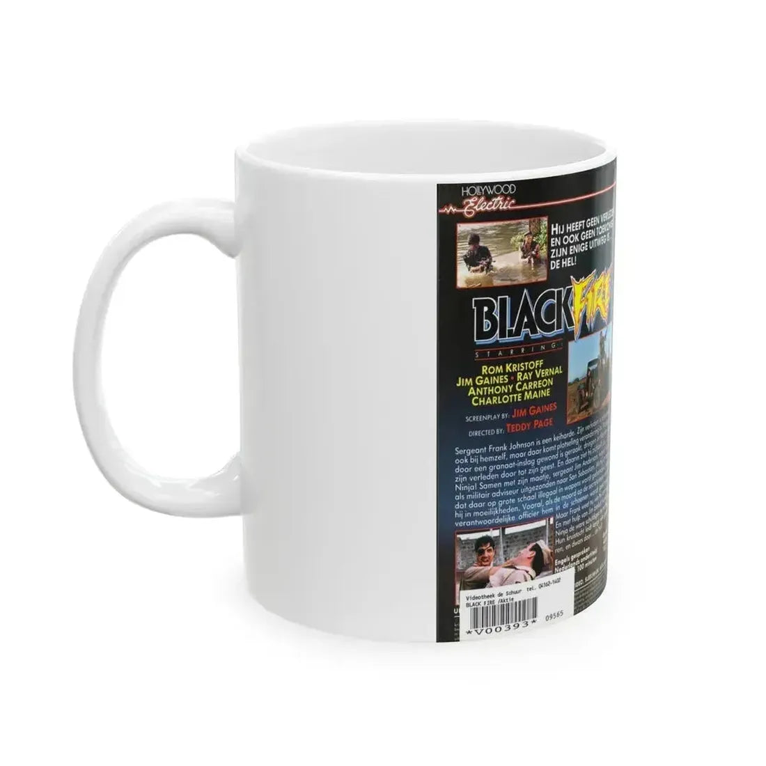 BLACK FIRE (VHS COVER) - White Coffee Mug - Go Mug Yourself