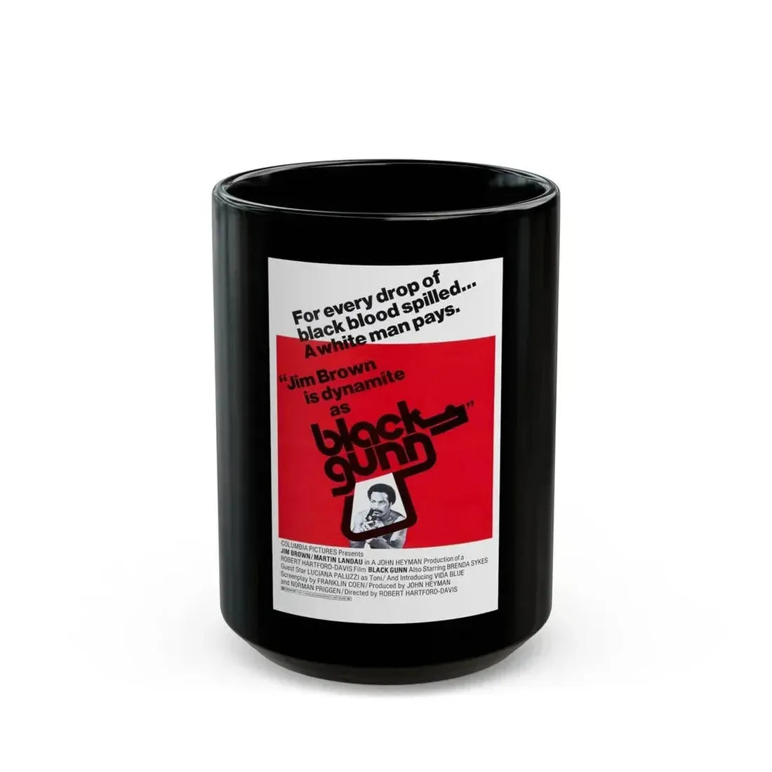 BLACK GUNN 1972 Movie Poster - Black Coffee Mug 15oz - Go Mug Yourself